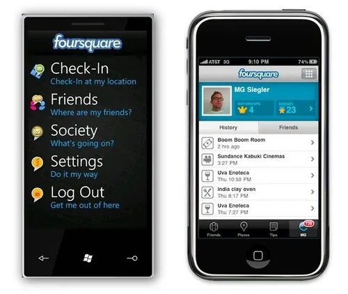 foursquare iphone vs wp7s